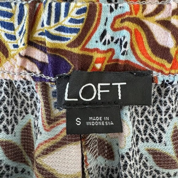 Loft Pull on Wide Leg Pants size S Floral Pockets Paper Bag - Picture 3 of 10